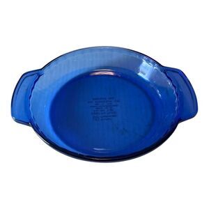 Anchor Hocking Deep Pie Plate Ovenware 9 Inch Vintage Cobalt Blue #1075
